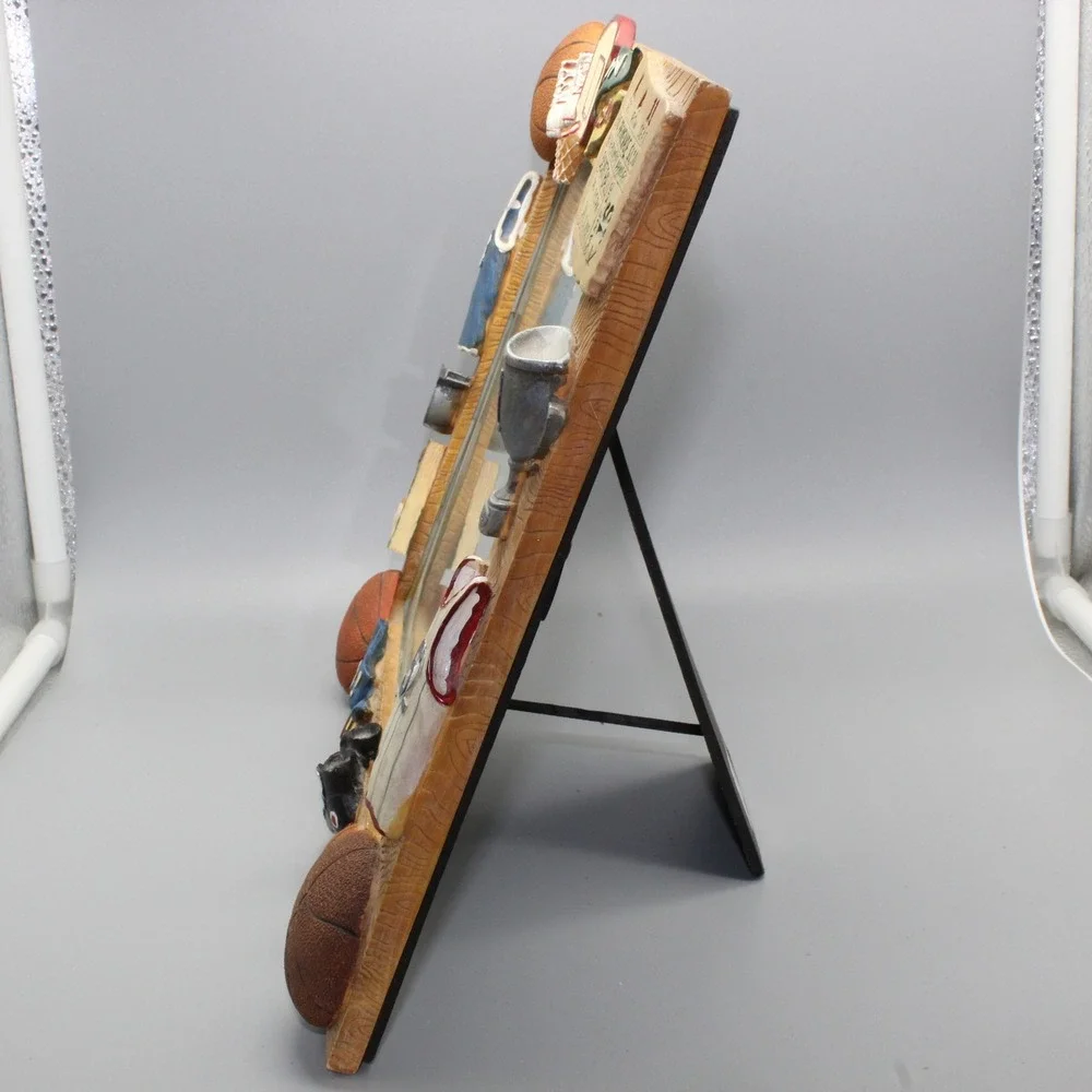 Russ Berrie Basketball Picture Frame 3D Resin Handpainted 8x10 Brown Sport Decor